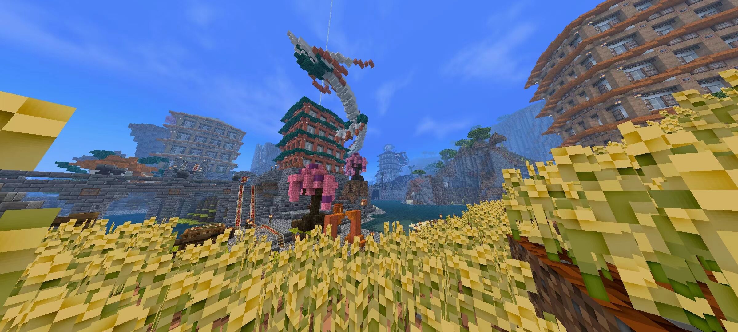 建筑 - [1.18+]国风高楼盘神龙，中国式唯美建筑——中国龙·元旦快乐 | MineBBS 我的世界中文论坛
